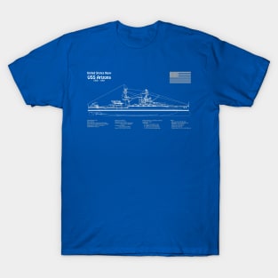 USS Arizona Battleship bb-39. World War II. Sunk on Pearl Harbor - AD T-Shirt